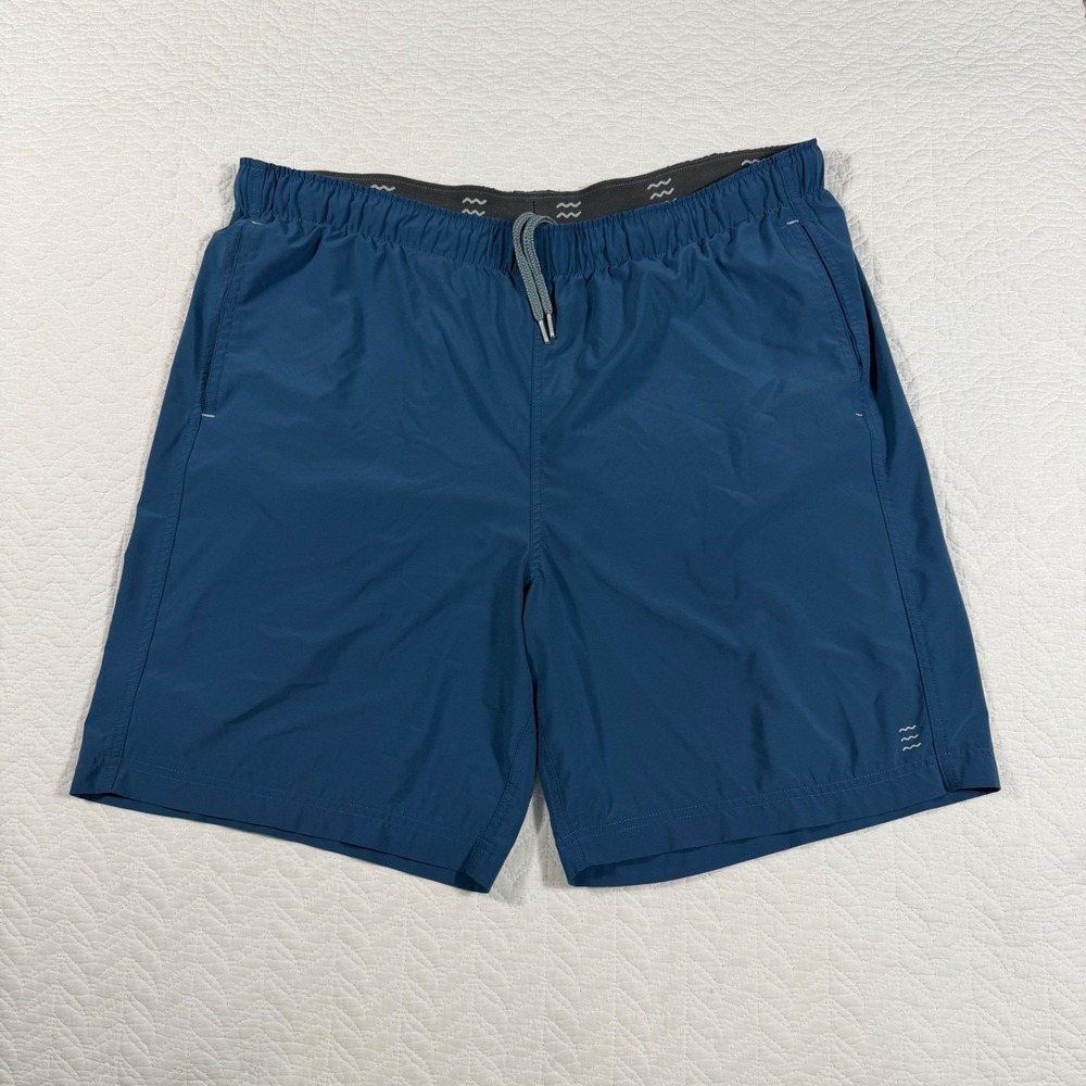 FREE FLY Shorts Mens L (Fit 38x8) Blue Quick Dry Drawstring Pockets Casual